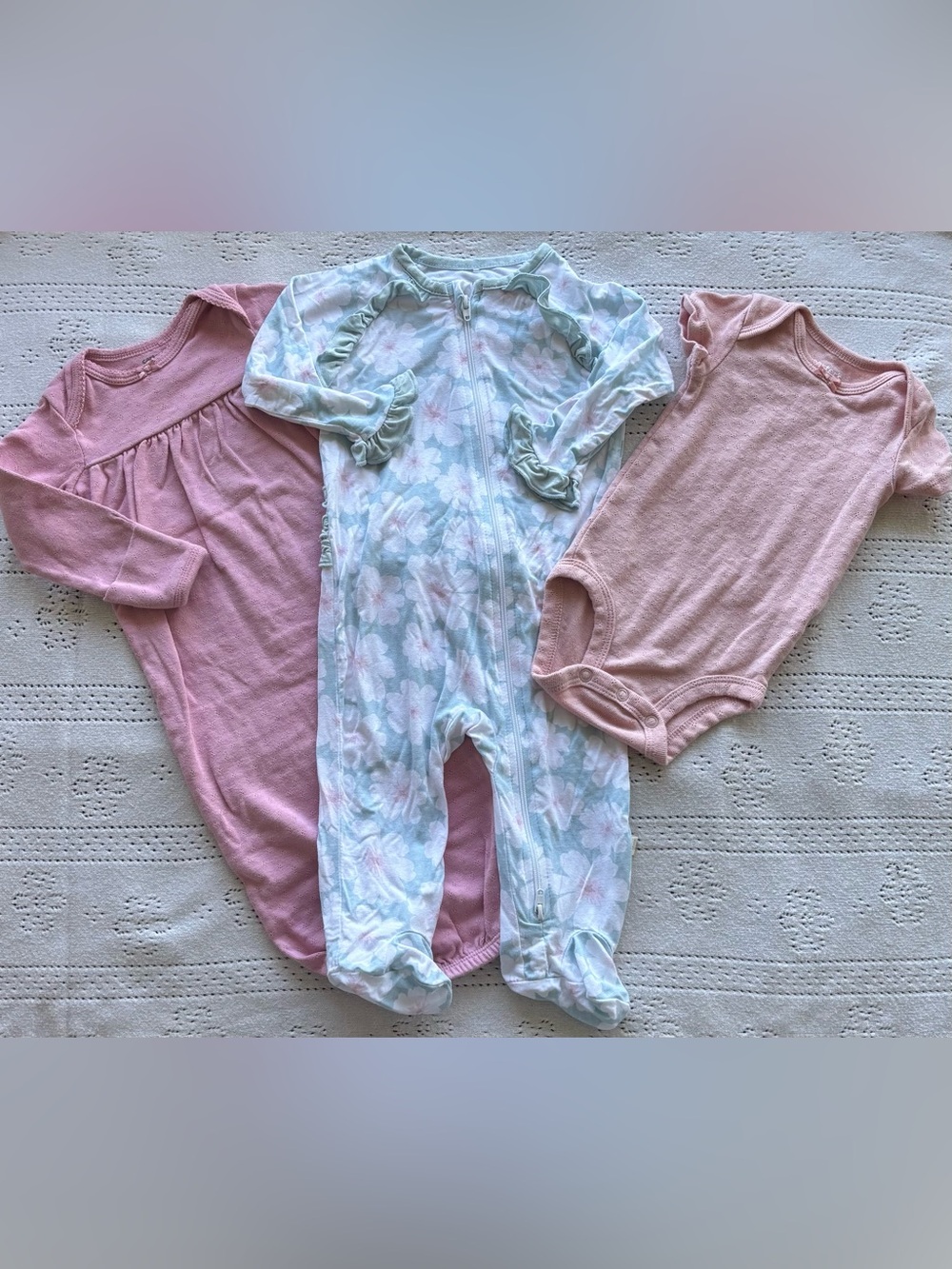Baby Girl Bundle 0–3M | Bamboo + Pointelle Sleep Set